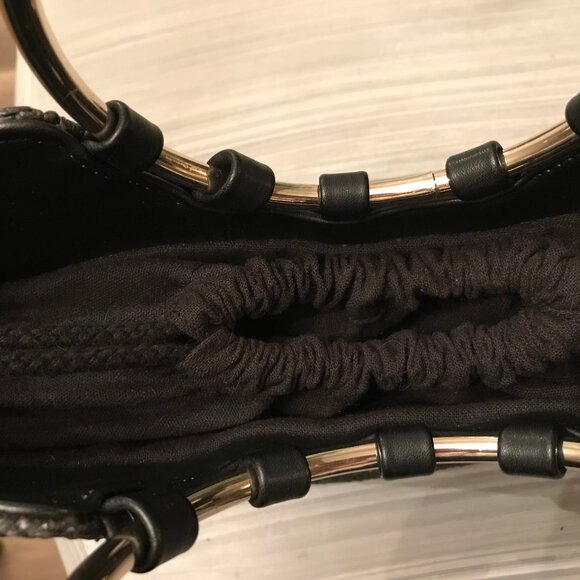 Ladies Black Woven Purse With Silver Handles - Picture 4 of 4